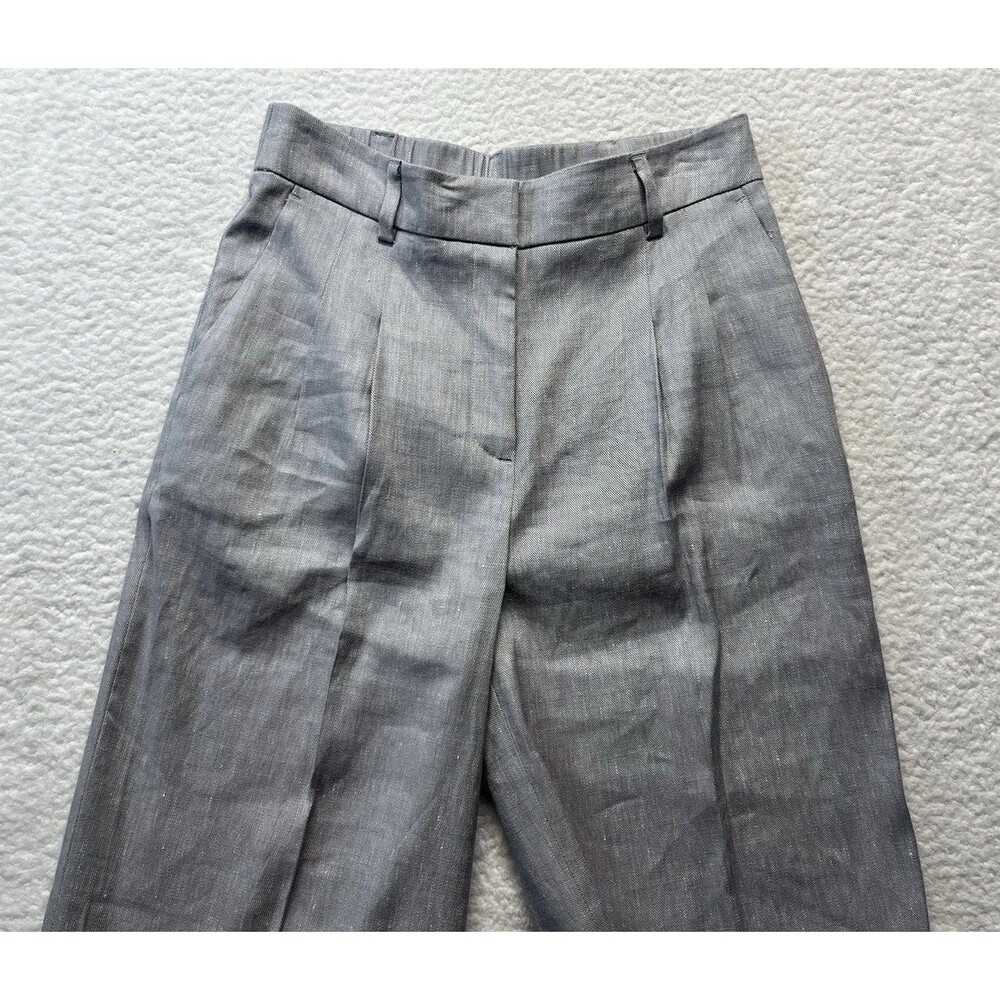 RW&CO Pants Womens 4 Gray Linen Cropped Wide-Leg High-Rise Minimalist Business